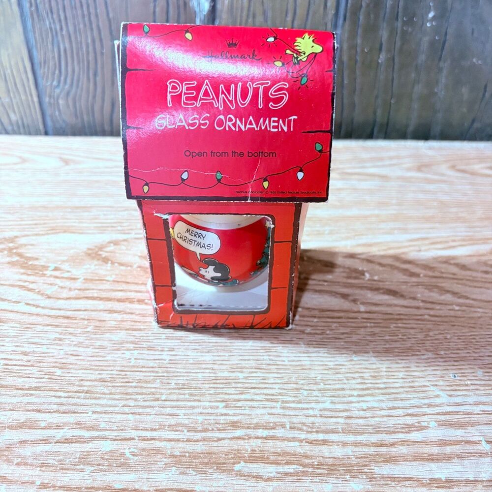 Peanuts Glass Ornament Mary Christmas In A House Box